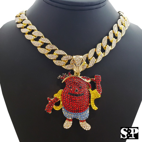 KOOL AID MAN & 18" Full Iced Cuban Choker Chain - Picture 2 of 5